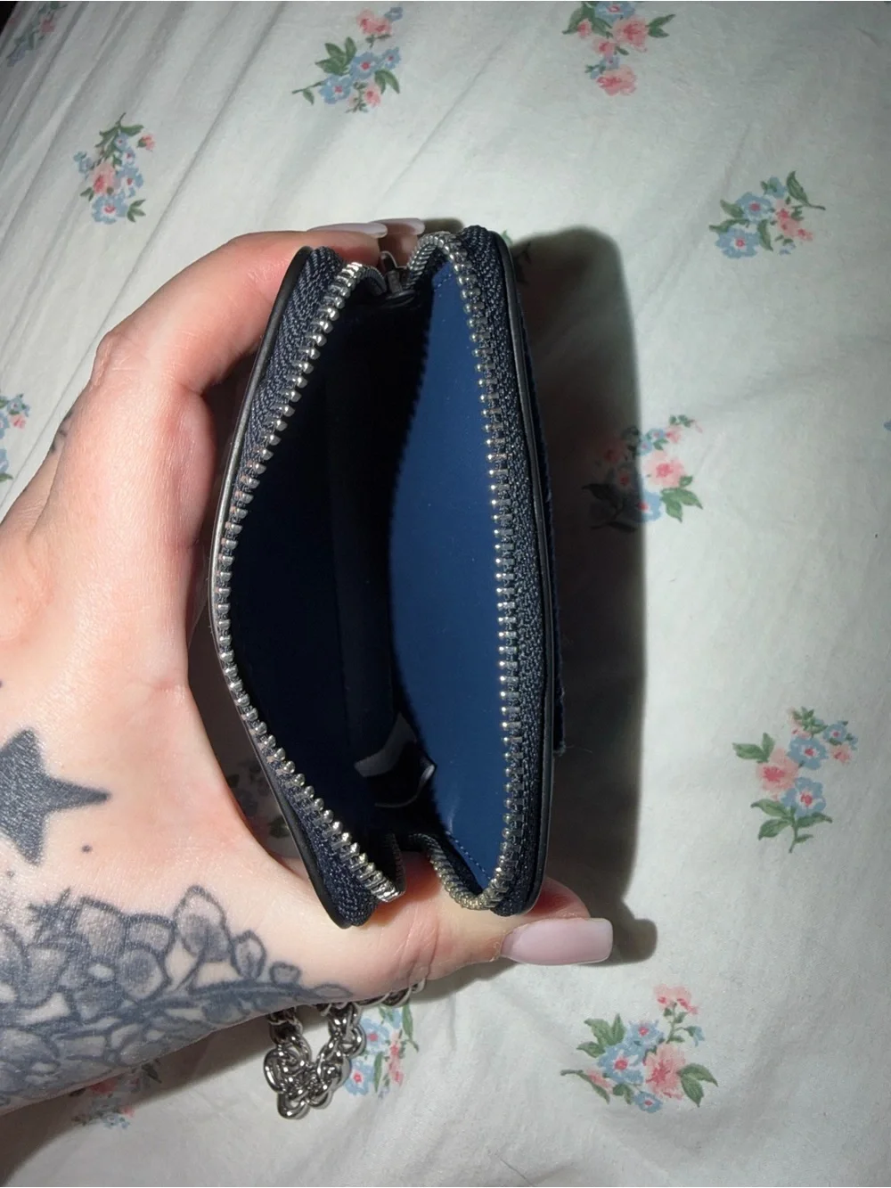 Coach Denim Quilted Zip Card Case